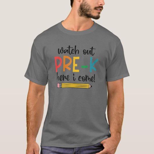 Watch 0Ut Pre-K Here I先生来新学期 Tシャツ (正面)