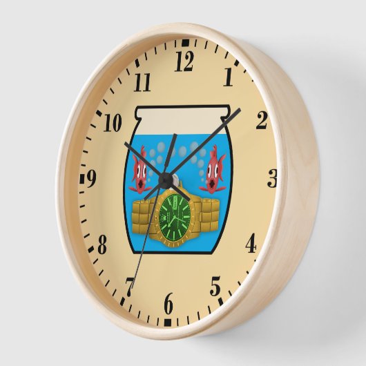 Watch in fish bowl 壁時計 (傾斜)
