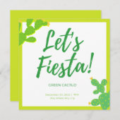 Watch Me Grow Green Cactus Succulent Fiesta Favor  招待状 (正面/裏面)