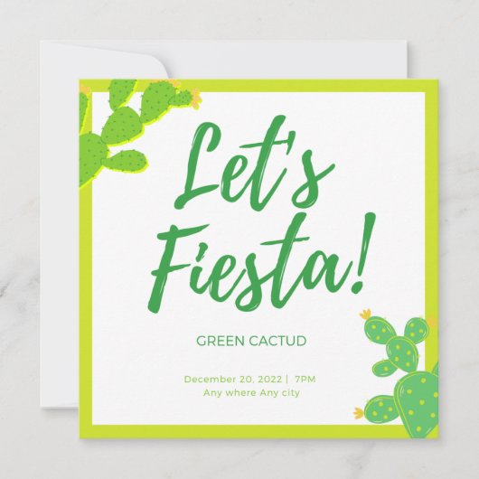 Watch Me Grow Green Cactus Succulent Fiesta Favor  招待状 (正面)