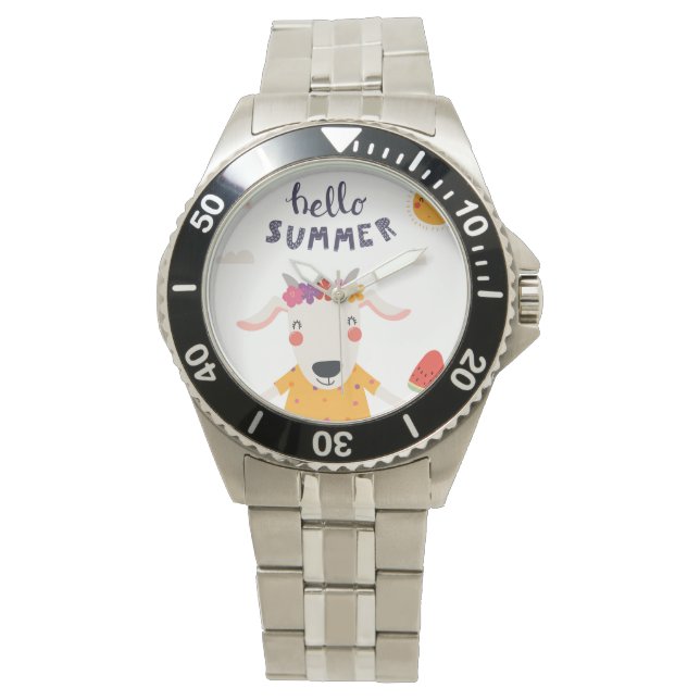 Watch montre Hello summer bracelet inoxydable 腕時計 (正面)