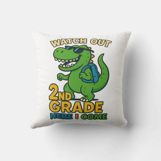 Watch Out 2nd Grade Here I Come Throw Pillow クッション (裏面)
