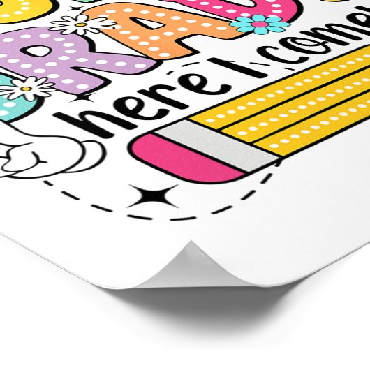 Watch Out 4th Grade Here I Come First Day Back To  ポスター (角)