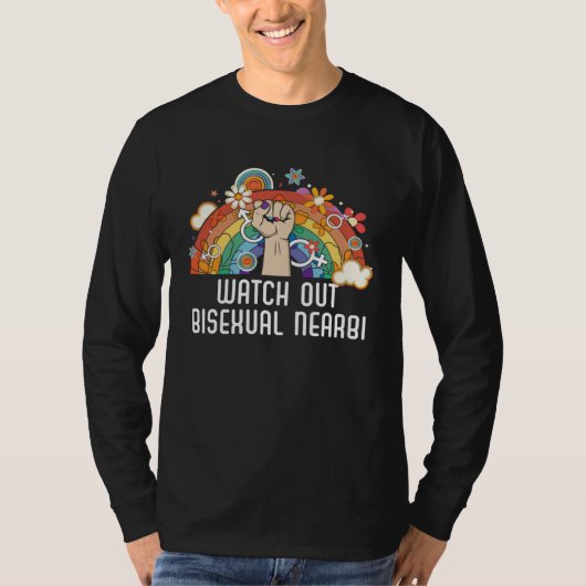 Watch Out Bisexual NearBi Bisexual Pride Bisexuali Tシャツ (正面)