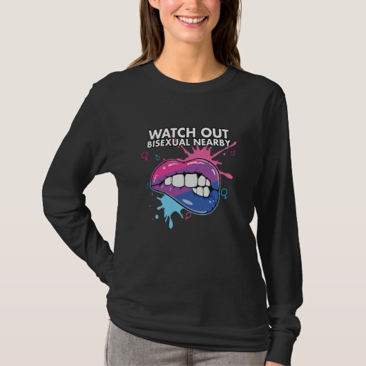 Watch Out Bisexual NearBi Bisexual Pride Bisexuali Tシャツ (正面)