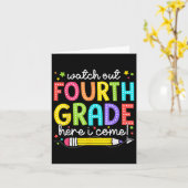 Watch Out Fourth Grade Here I Come Back To School  カード (黄色い花)
