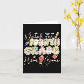 Watch Out Fourth Grade Here I Come Back To School カード (黄色い花)