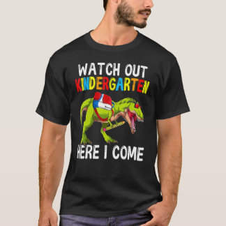 Watch Out Kindergarten Here I Come Dino Rex Back T Tシャツ