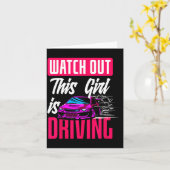Watch Out This Girl Is Driving Funny New Driver カード (黄色い花)