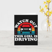 Watch Out This Girl Is Driving Funny New Driver Gi カード (黄色い花)