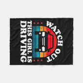 Watch Out This Girl Is Driving Funny New Driver Gi フリースブランケット (正面(横))