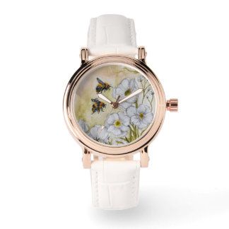 Watch with Original Watercolor Bee Art 腕時計