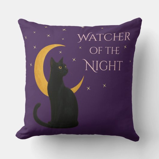Watcher of the Night - Halloween Black Cat クッション (正面)