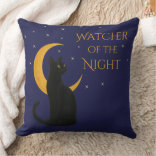 Watcher of the Night - Halloween Black Cat クッション