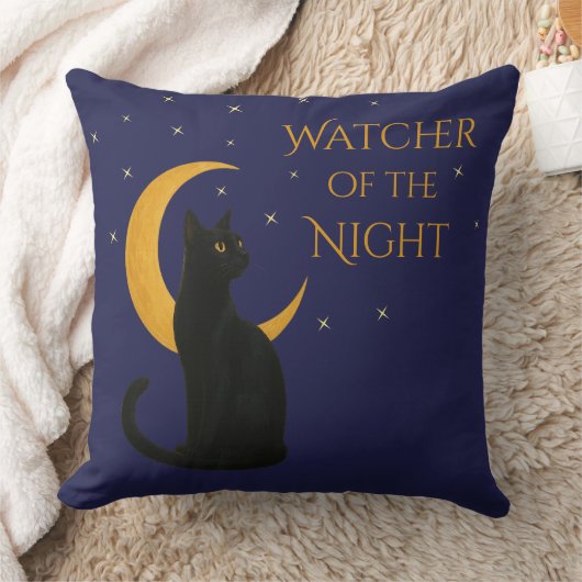Watcher of the Night - Halloween Black Cat クッション (ブランケット)