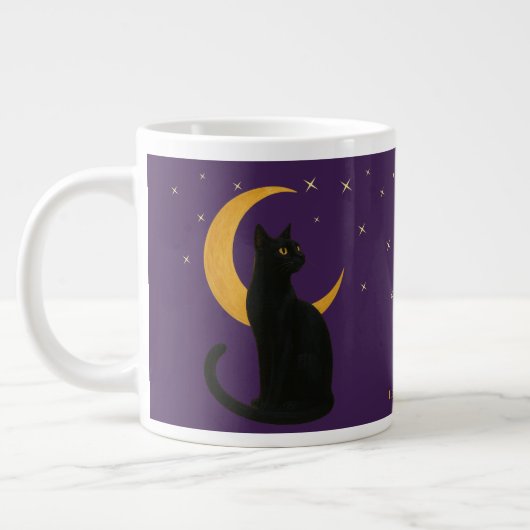 Watcher of the Night - Halloween Black Cat ジャンボコーヒーマグカップ (左)