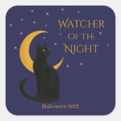 Watcher of the Night - Halloween Black Cat スクエアシール (正面)
