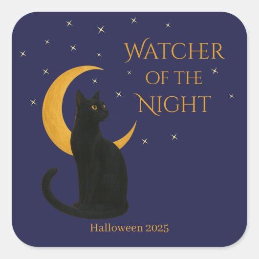 Watcher of the Night - Halloween Black Cat スクエアシール (正面)