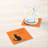 Watcher of the Night - Halloween Black Cat スクエアペーパーコースター (インサイチュ)