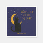 Watcher of the Night - Halloween Black Cat スタンダードカクテルナプキン (正面)