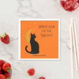 Watcher of the Night - Halloween Black Cat スタンダードカクテルナプキン