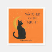 Watcher of the Night - Halloween Black Cat スタンダードカクテルナプキン (正面)