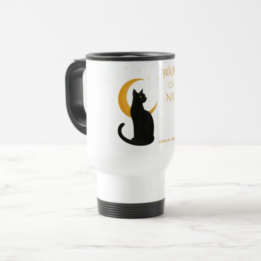 Watcher of the Night - Halloween Black Cat トラベルマグ (正面左)