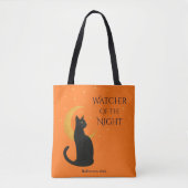 Watcher of the Night - Halloween Black Cat トートバッグ (正面)
