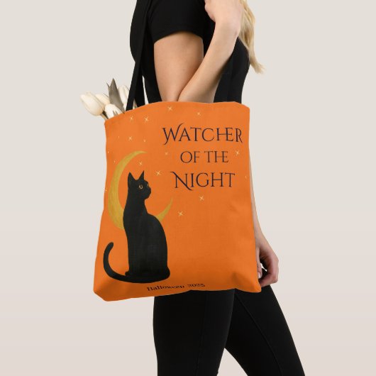 Watcher of the Night - Halloween Black Cat トートバッグ (クローズアップ)