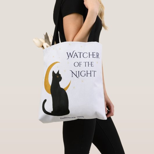 Watcher of the Night - Halloween Black Cat トートバッグ (クローズアップ)