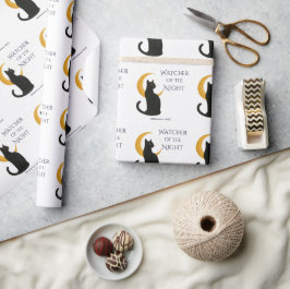 Watcher of the Night - Halloween Black Cat ラッピングペーパー