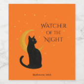 Watcher of the Night - Halloween Black Cat ワインラベル (シングルラベル)