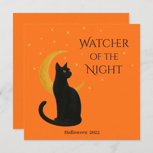 Watcher of the Night - Halloween Black Cat Card (正面/裏面)