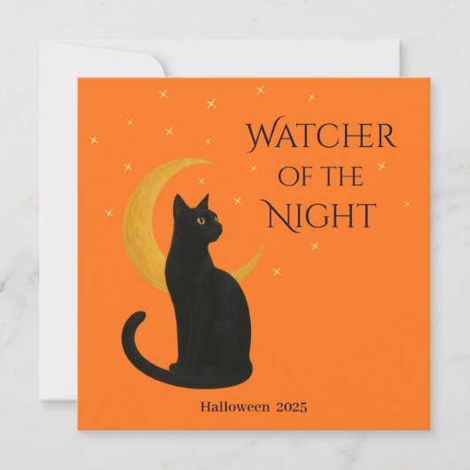 Watcher of the Night - Halloween Black Cat Card (正面)