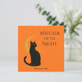 Watcher of the Night - Halloween Black Cat Card