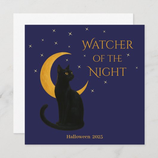 Watcher of the Night - Halloween Black Cat Card (正面/裏面)