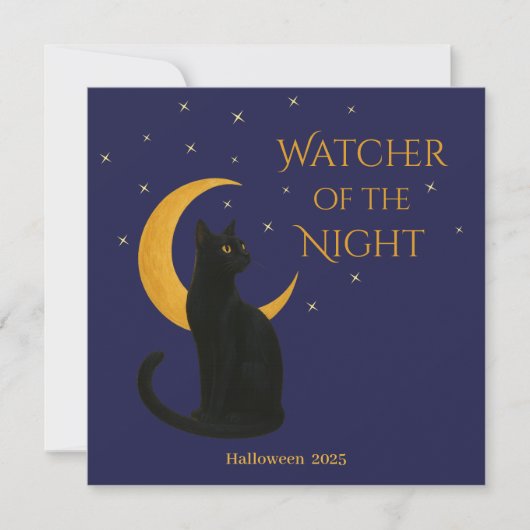 Watcher of the Night - Halloween Black Cat Card (正面)