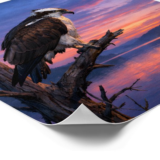 Watcher of the Water – Osprey at Dusk ポスター (角)