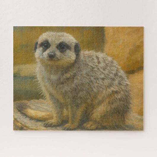 Watchful Stillness – Realistic Meerkat Portrait ジグソーパズル (横)