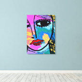 Watching抽象芸術デジタルポートレートの女性 キャンバスプリント (インサイチュ (ウッドフロア))