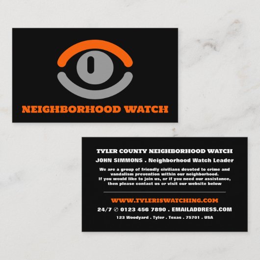 Watching Eye, Neighborhood Community Watch 名刺 (正面/裏面)