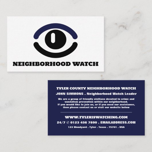Watching Eye, Neighborhood Community Watch 名刺 (正面/裏面)