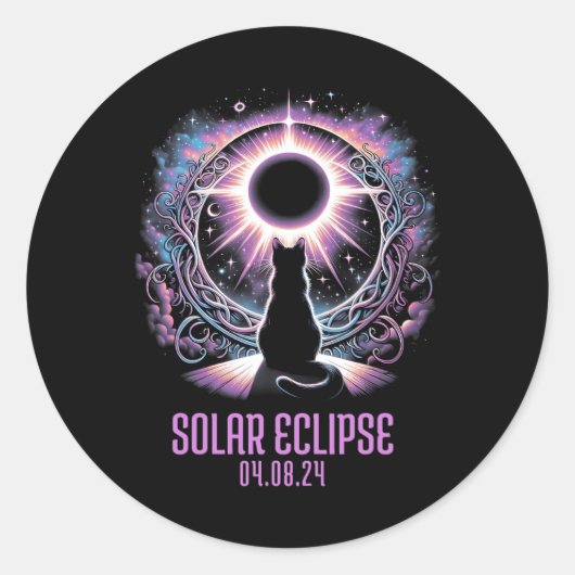 Watching Total 太陽の Eclipse 2024年4月8日天文学 ラウンドシール (正面)