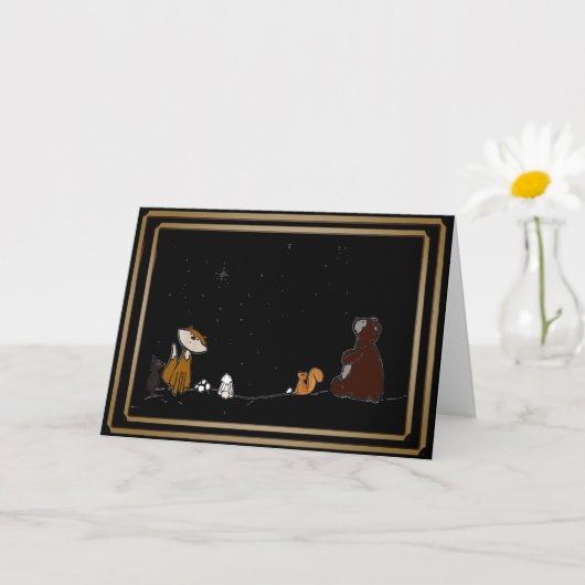 Watching under the same Stars Folded Greeting Card カード (小さな植物)
