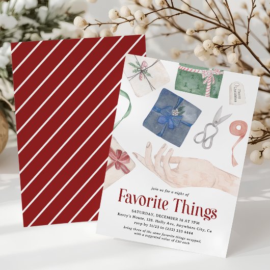 Watecolor Favorite Things Gift Exchange Holiday 招待状