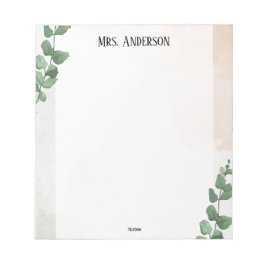 Watecolor Green Leaves Teacher Notepad ノートパッド