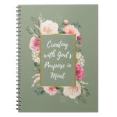 .Waterカラーピンクローズブーケとゴリー引用文 ノートブック (正面)