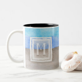 #Water色#Monogram #Sea砂ブルーとタン ツートーンマグカップ