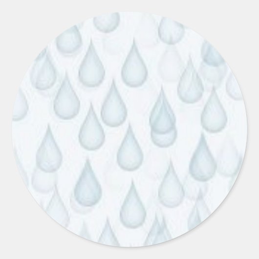 WATER034雨滴ライトブルー白い漫画WEATHE ラウンドシール (正面)