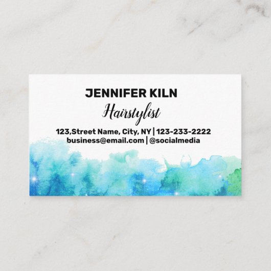 Water シンプル Color Textureを使用して、名前のビジネスを追加  名刺 (裏面)